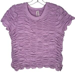 By Anthropologie Ruched Baby Tee Purple Lavender Size Large
